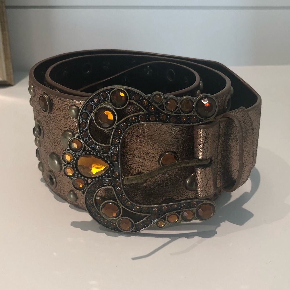 Copper Studded Faux Leather Belt